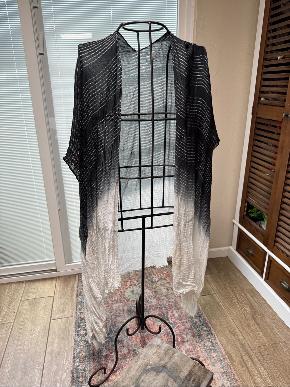 Raj Black, Navy to White Ombre Sheer Swim Cover-Up